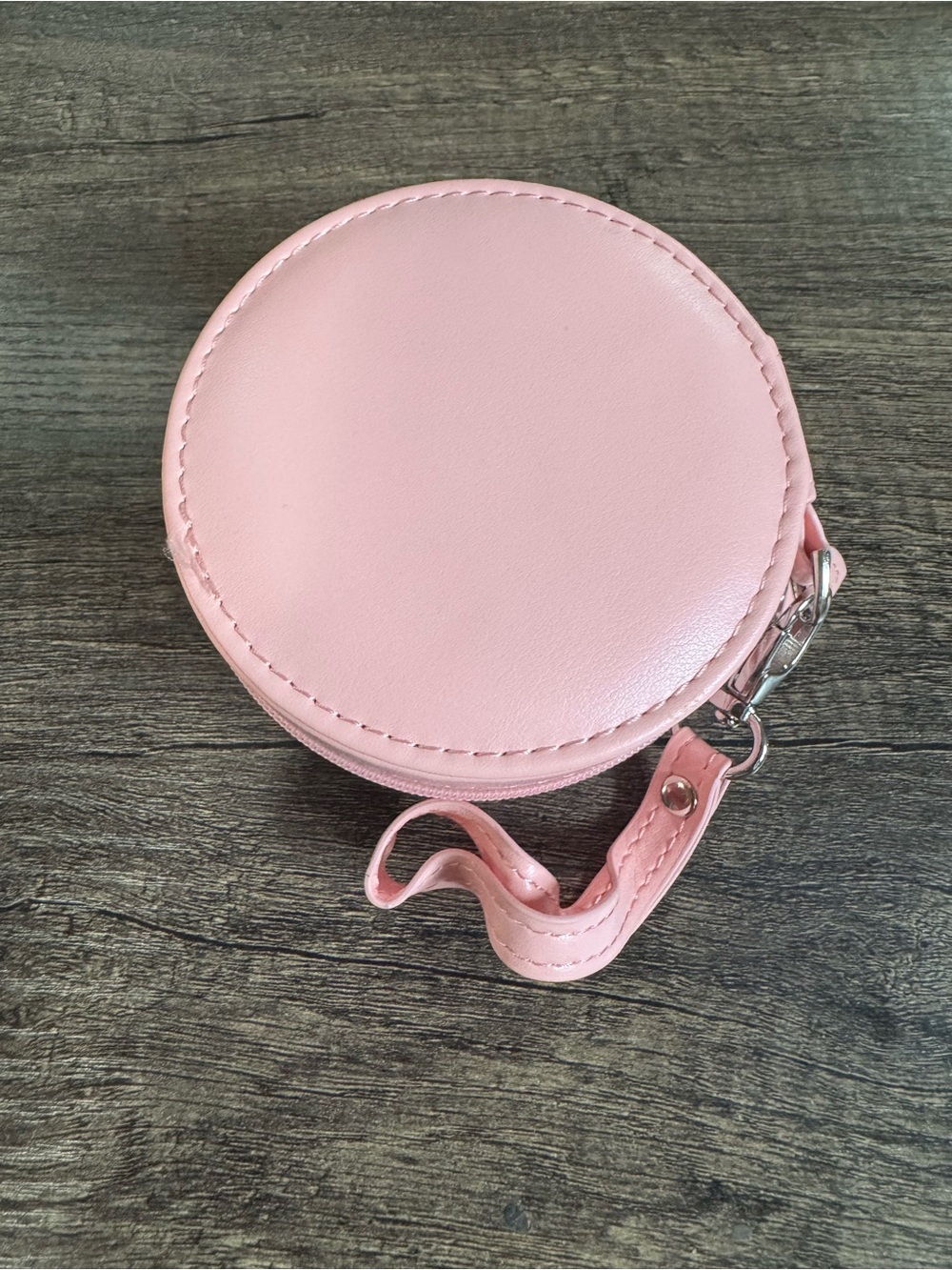 Round Pink Wristlet Jewelry Case